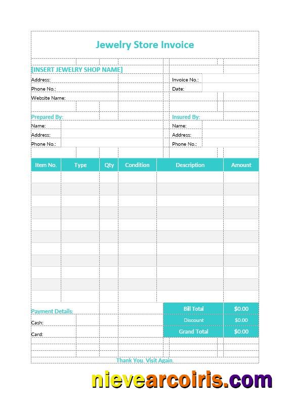 Jewelry Store Invoice